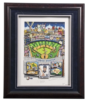 Derek Jeter Signed New York Yankees Charles Fazzino 16x20 Pop Art Framed Display (Steiner)